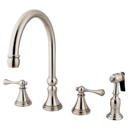 Kingston Brass Widespread Kitchen Faucet, Brushed Nickel KS2798BLBS